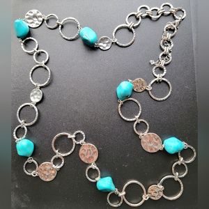 BOHO teal necklace, chain